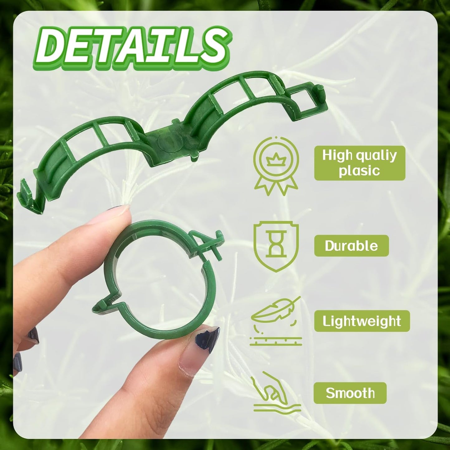 OJYUDD Plant Support Clips - 300 Pcs Plastic Tomato Clips for Climbing Plants | Green
