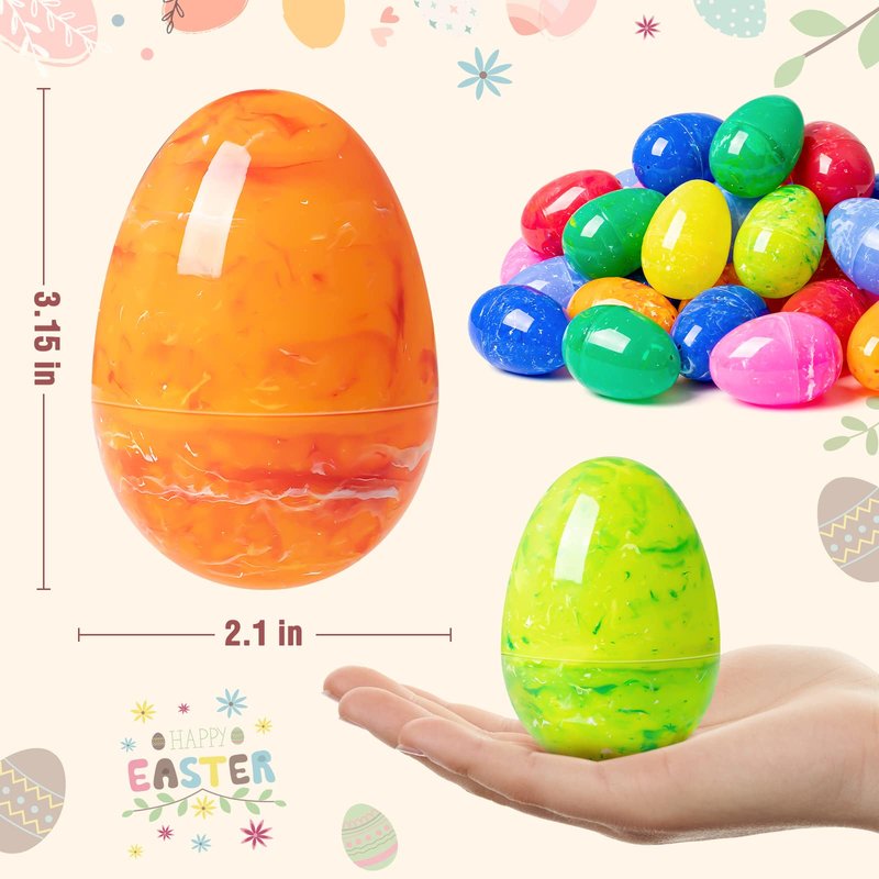 OleFun 72 PCS Plastic Empty Easter Eggs, 3.15'' Large Bulk Painted Easter Eggs in 8 Colors, Hinged Fillable Eggs for Easter Egg Hunt, Surprise Eggs, Basket Stuffers, Easter Party Favor for Kids