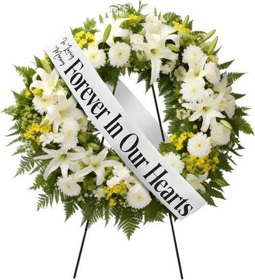 Fanfanwin Funeral Sash - Memorial Wreath Ribbon for Celebration of Life | 58x4" White, Forever in Our Hearts