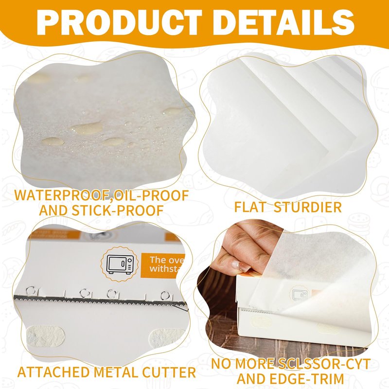 DTFMZOV Unbleached Parchment Paper Roll for Baking 12in x 49ft, 3 Pack of 12in x 16.3FT, Parchment Paper Built-in Metal Cutter, Non-Stick for Baking, Grilling, Air Fryer, Meal Prep, Pans and Oven