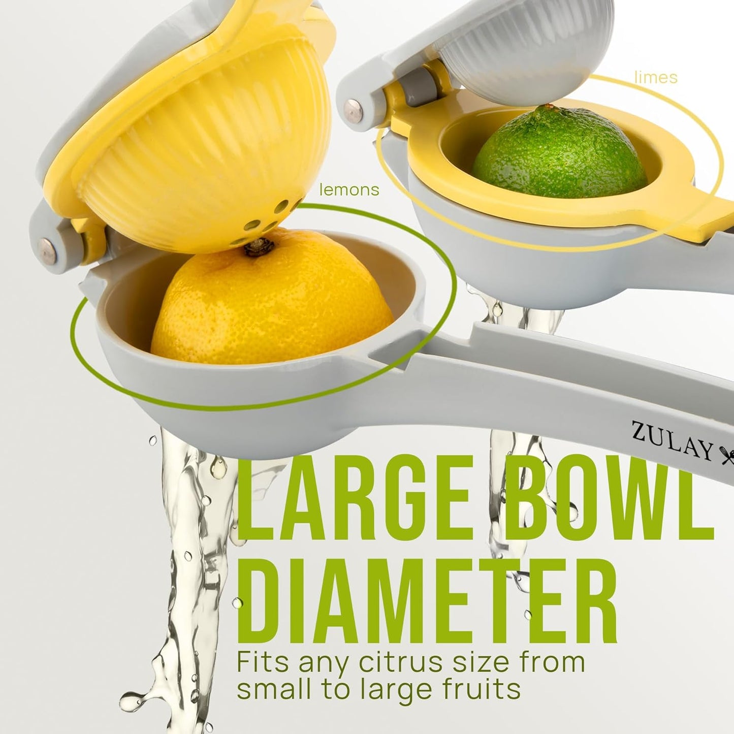 Zulay Kitchen 2-in-1 Lemon Squeezer - Sturdy Hand Juicer for Maximum Juice Extraction - Gray/Yellow