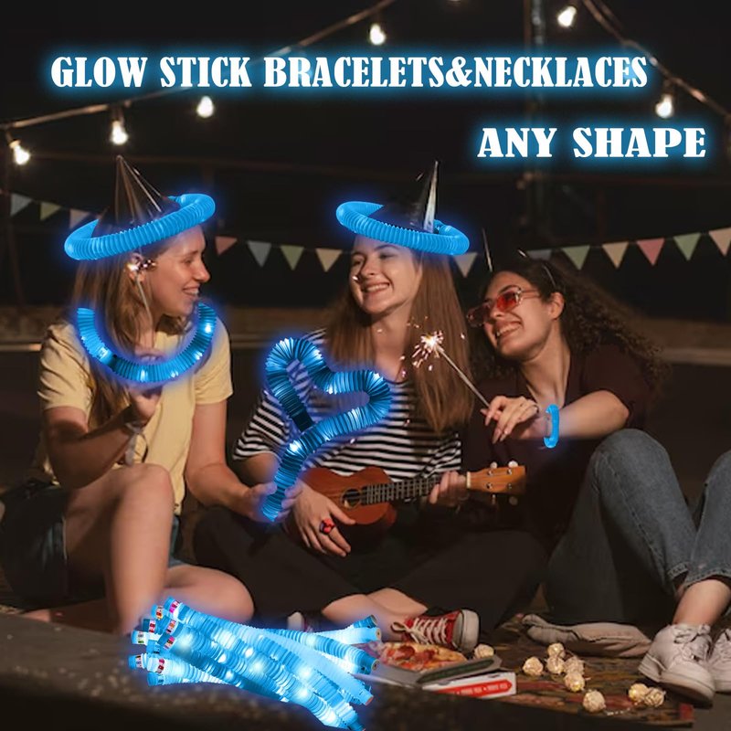 ERGDUTNK Blue 6PCS Glow Sticks Stocking Stuffers Party Favors-Glow in The Dark Party Supplies for Kids and Adults, Perfect for Festivals, Birthday Parties, Raves, Concerts, and Camping Decorations