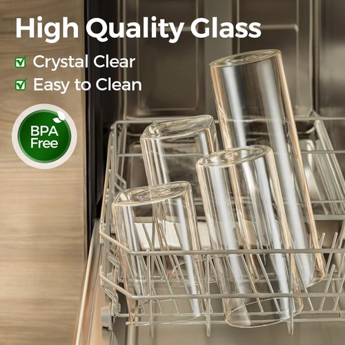 ComSaf Airtight Glass Storage Canister - Clear Food Storage Container Jar with Wood Lid | Set of 3 (1.6 Qt)