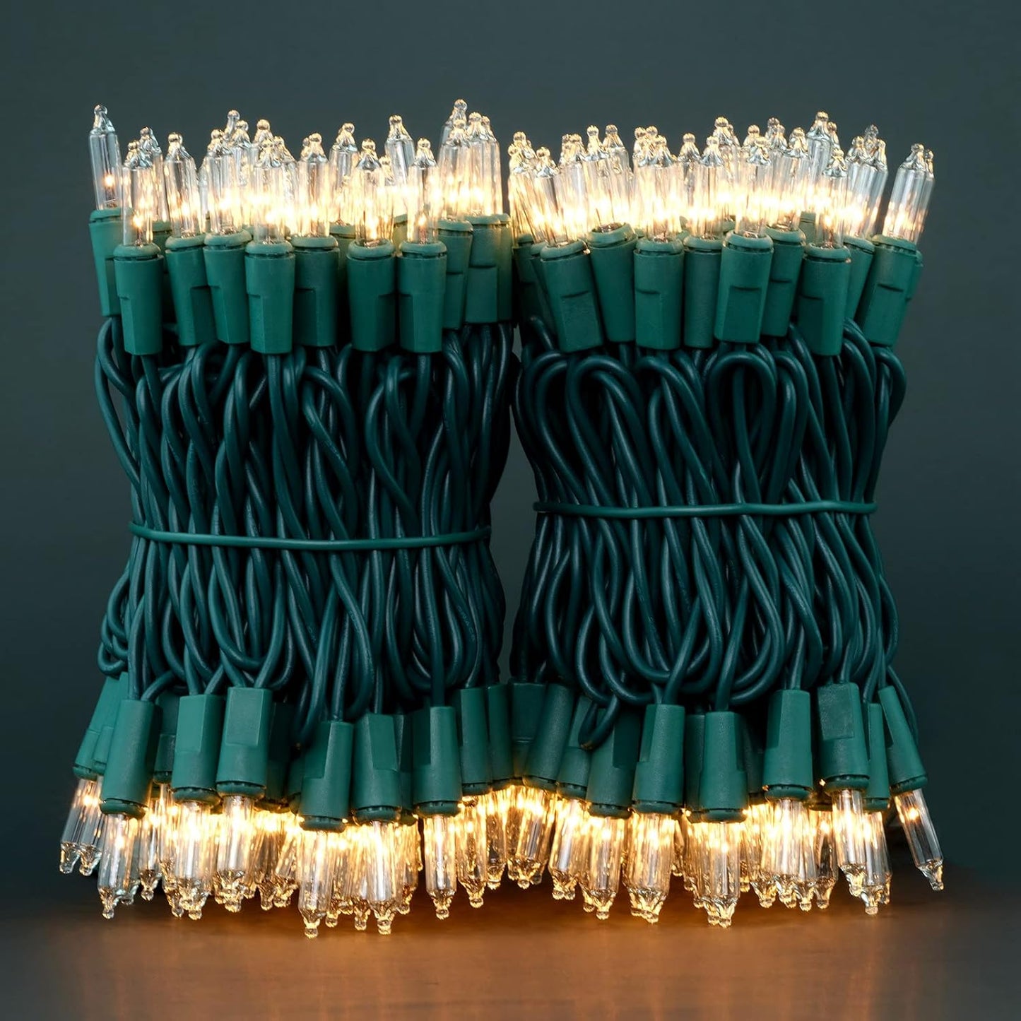 YULETIME 200 Clear Christmas Lights - UL Certified Mini String Lights, 21 ft, 2 Strands with Green Wire