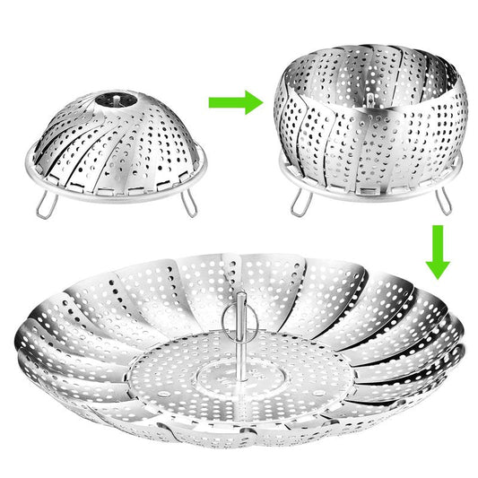 Vegetable Steamer Basket for Cooking 304 Stainless Steel Veggie Food Steamer Basket, Folding Expandable Steamers to Fit Various Size Pot (5.9" to 10")