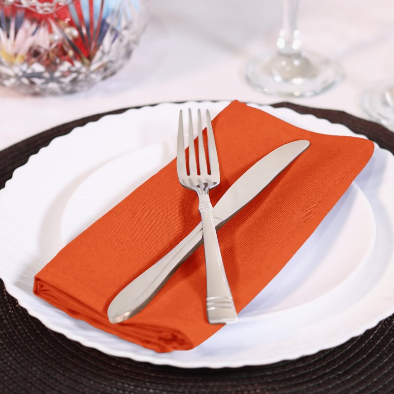 Utopia Home Orange Cloth Napkins (12 Pack, 20x20 Inches), Thanksgiving Ideal Fall Dinner Napkins for Halloween, Thanksgiving, Party, Wedding and Lunch/Dinner
