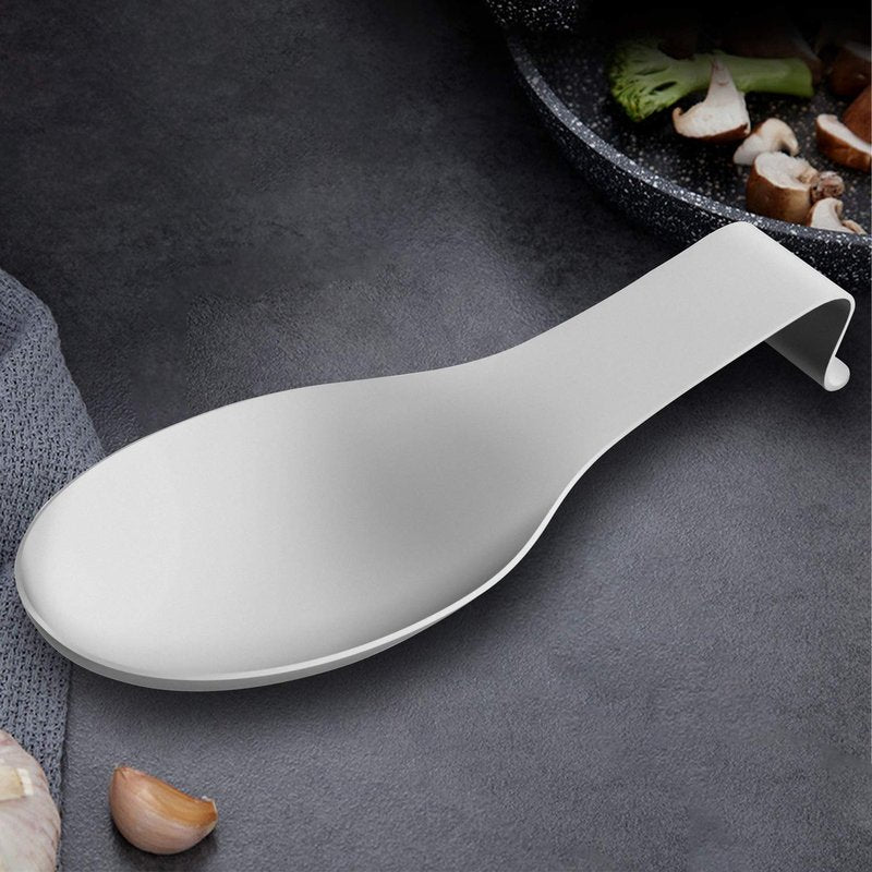 VanlonPro Stainless Steel Spoon Rest, Spatula Ladle Holder, Stainless Steel Utensil Spoon Rest Holder, Brushed Finish, Dishwasher Safe 9.8 x 3.7 Inch (Silver 1PC)