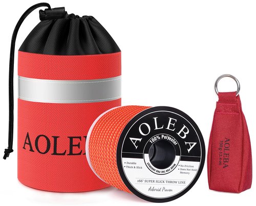 AOLEBA Arborist Throw Line Kit, Slick Arborist Rope Throw Weight Set with Reflective Storage Bag, 100% Polyester Rope, Arborist Equipment for High Limb, Throwing, Climbing, Tree Cutting
