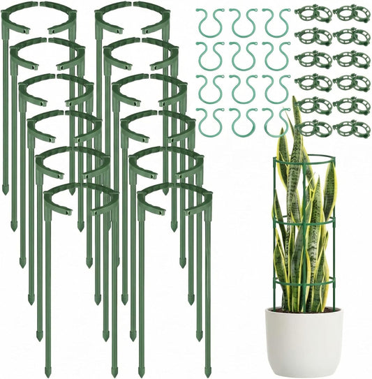 Skiennix Plant Support Stakes - 48 Pcs Stackable Half Round Garden Supports for Climbing Plants | Ideal for Tomatoes, Monstera, Peonies