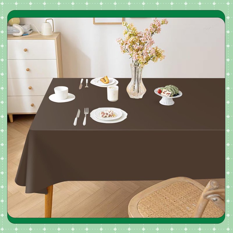 Kongdaoth Brown 14 Pack 54 x 108 Inch Plastic Tablecloths, Disposable Rectangle Tablecloth, Party Table Cover Plastic Table Cloth