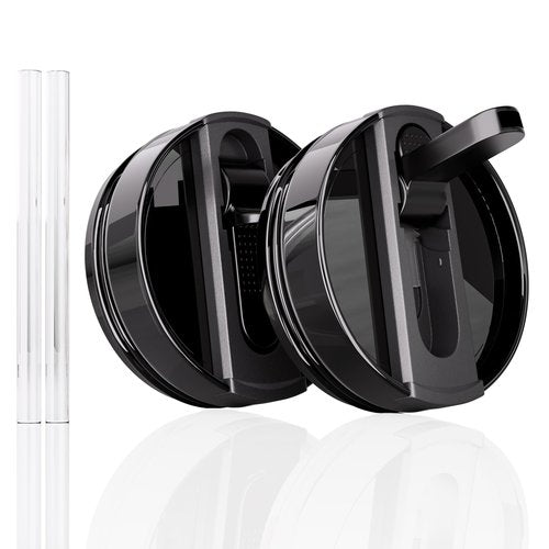 CeleVista 2 Pack 40 oz Flip Straw Lid for STANLEY Quencher ProTour and H2.0 FlowState Tumbler(Only for STANLEY Tumbler), Leakproof Lid, No Spill & Easy to Use Reusable Cover (Black)
