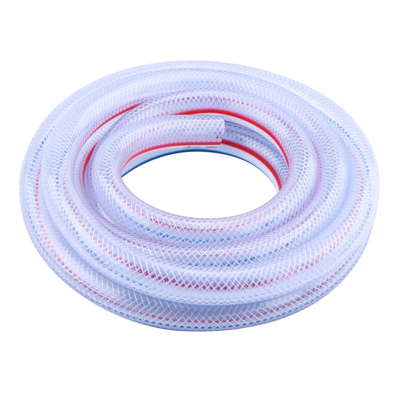 DERPIPE Soft Braided PVC Tubing - 1/2" x 3/4" OD High Pressure Clear Flexible PVC Tube Reinforced Vinyl Hose for Water, Oil with 2pcs Hose Clamps (10Ft)