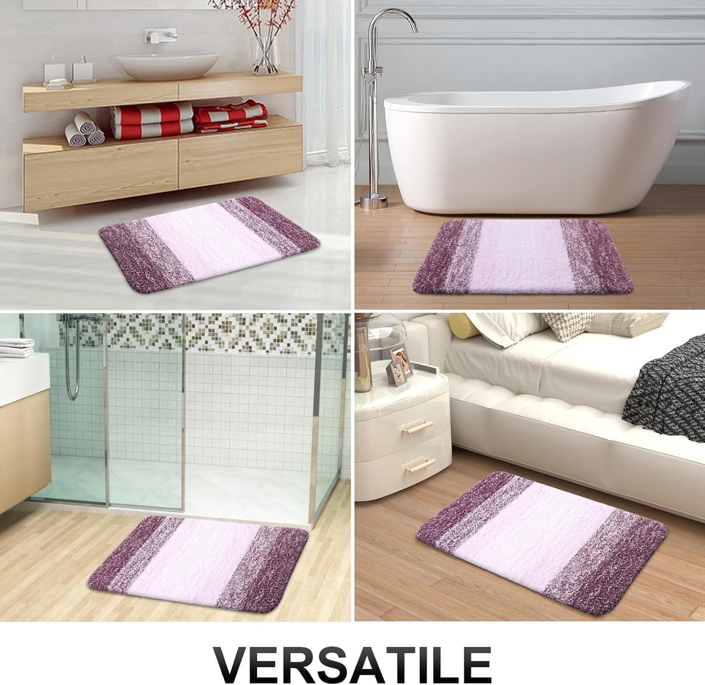 OLANLY Large Bathroom Rug Mat - Extra Soft Microfiber, Quick Dry & Machine Washable | 44x32, Mauve