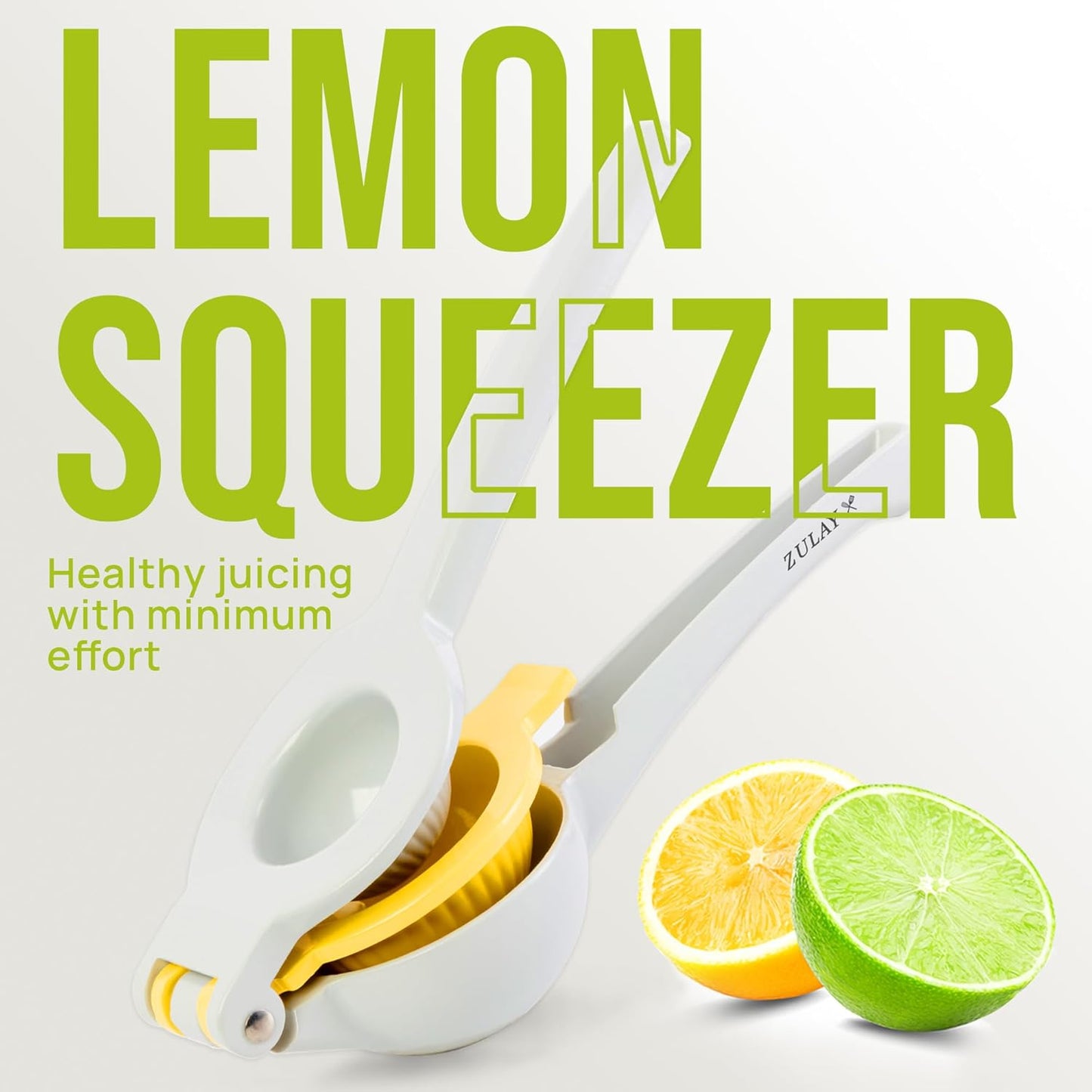 Zulay Kitchen 2-in-1 Lemon Squeezer - Sturdy Hand Juicer for Maximum Juice Extraction - Gray/Yellow