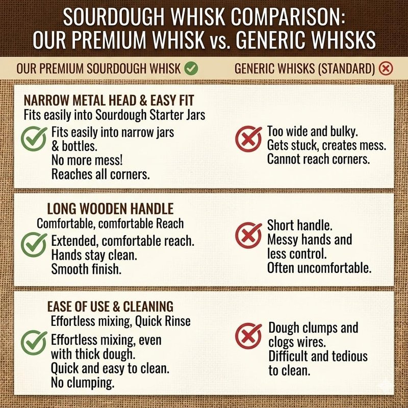 Sourdough Starter Stirring Hook and Dough Whisk | Small Size to Fit in Jars | Improve the Mixing Standard Of Your Starter For Better Baking Results | New England Sourdough Starter Co.