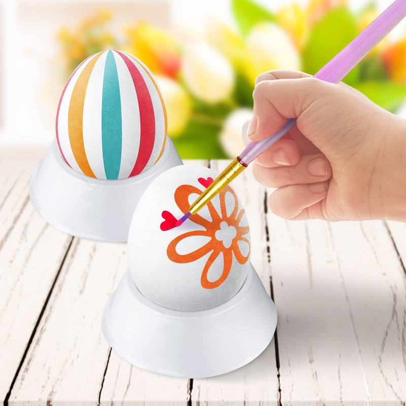 SpringFlower White Easter Eggs Painting Kit-24 Paintable Flocking Eggs with Doodle Kit for DIY Design-Hanging Flocking Eggs with Rope for Easter Decoration,Egg Hunts,Basket Stuffers & Essentials