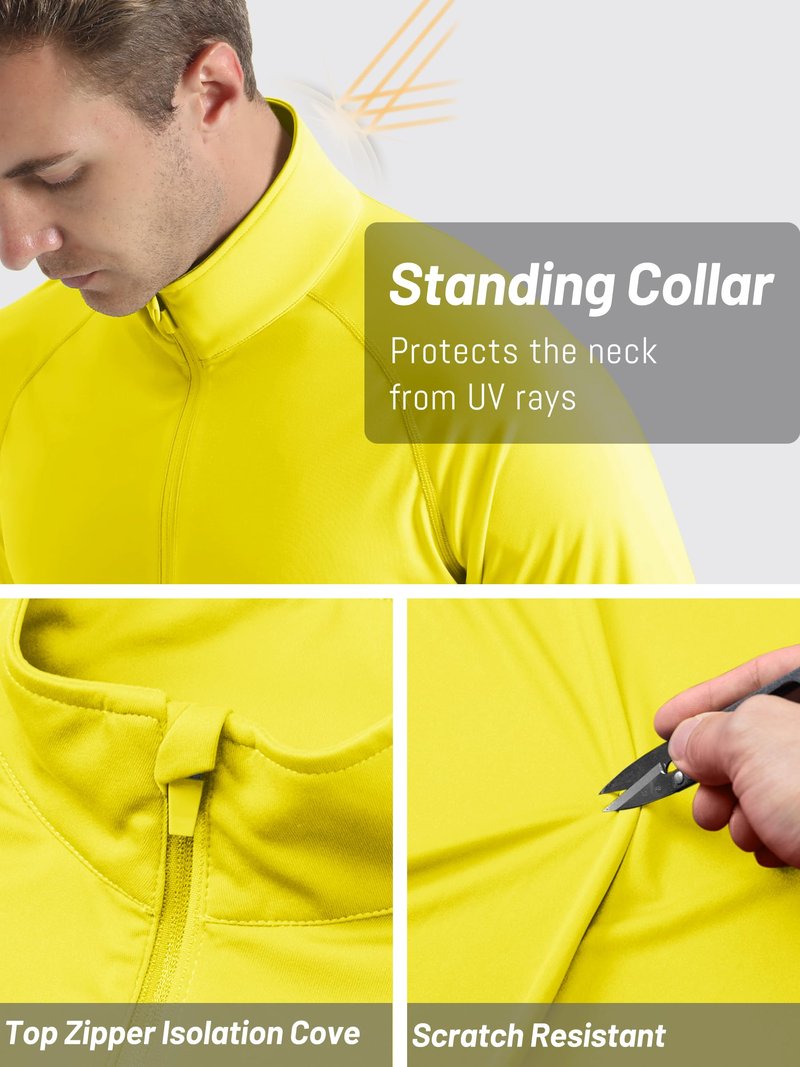 TACVASEN Swim Shirts for Men Rash Guard Sun Shirt Long Sleeve Dry Fit Mens Sun Protection Cooling Athletic UV T-Shirts Outdoor Yellow XL