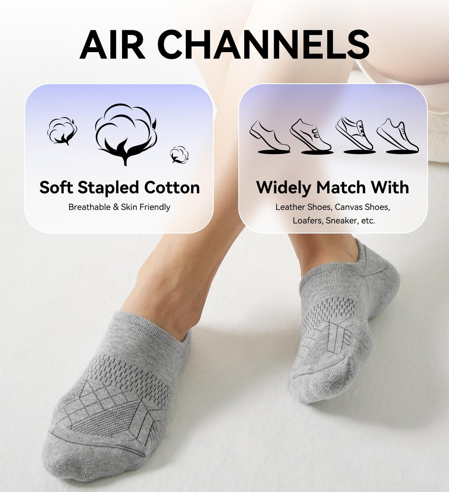 FITRELL No Show Socks Womens and Men - Athletic Cushioned Low Cut Ankle Socks Invisible Non-slip Liner, 3 Pairs Black+White+Grey, Large