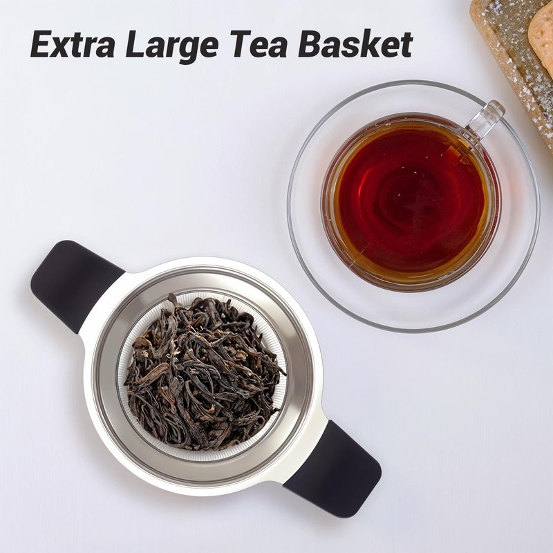 Tifanso Stainless Steel Tea Infuser Steeper Strainer for Loose Leaf Tea, Fine Mesh Reusable Diffusers Ball Bag Filter Holder with Heat Proof Handles for Teapots, Mugs, Cups