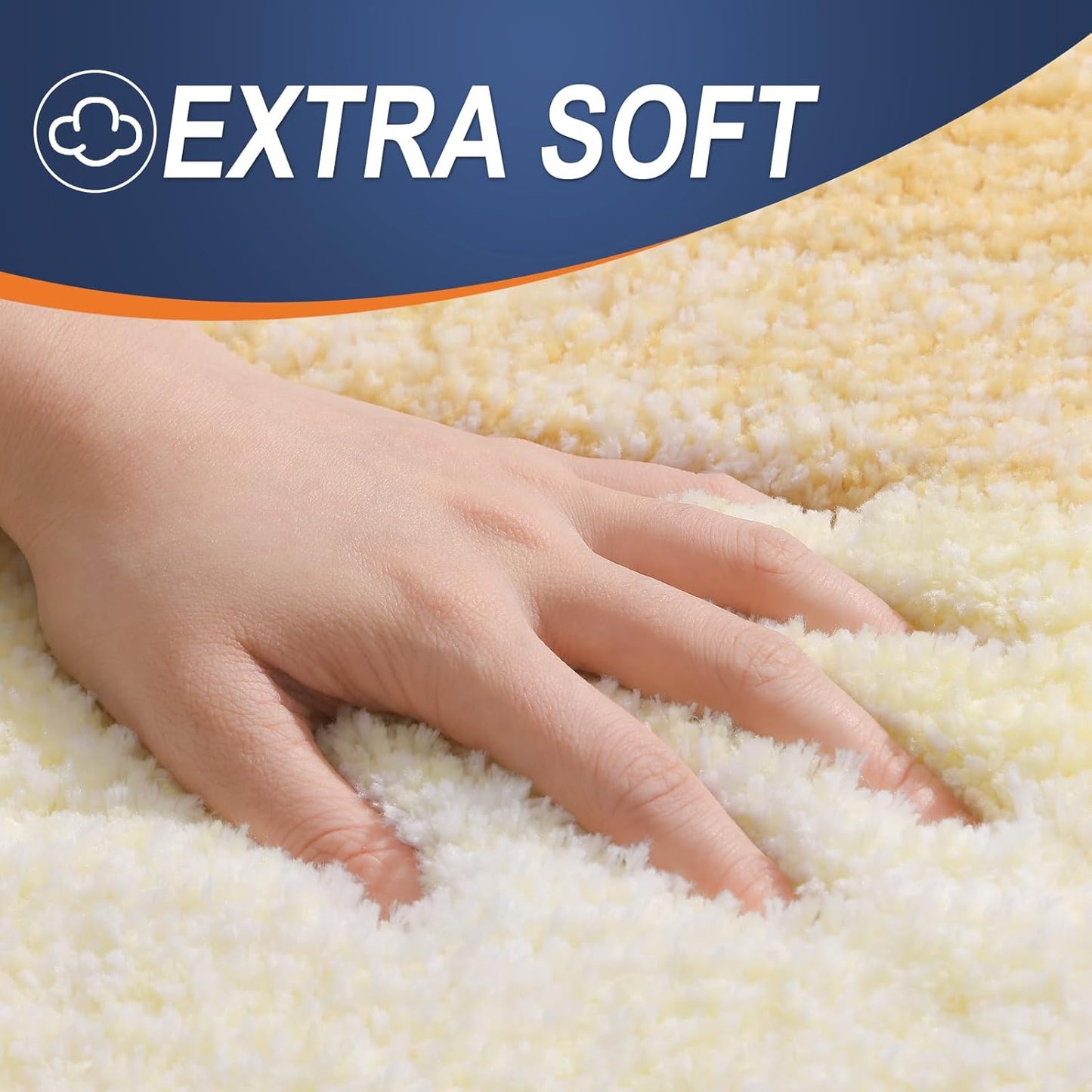 OLANLY Luxury U-Shaped Toilet Rugs - Extra Soft Microfiber, Non-Slip, 24x20, Light Yellow