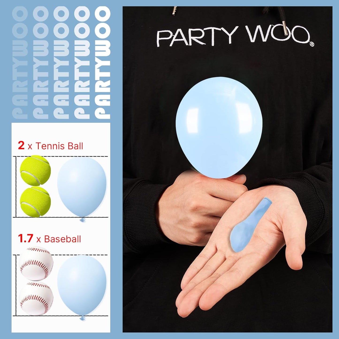 PartyWoo Baby Blue Balloons - 50pcs 5 Inch Mini Pastel Sky Aqua Balloons for Celebrations