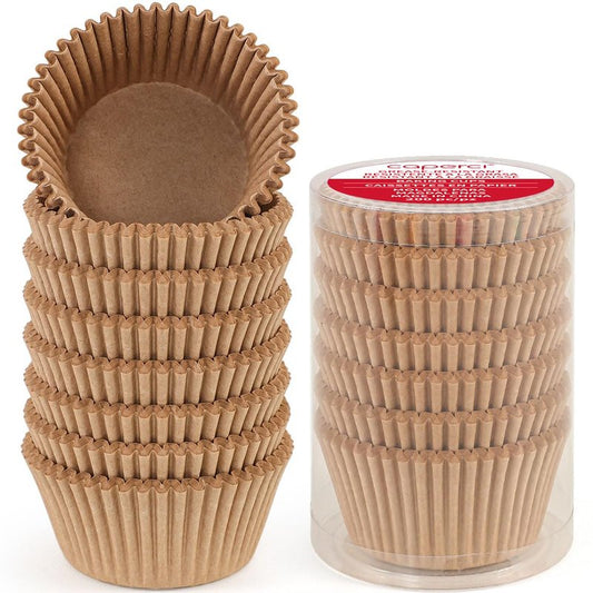 Caperci Standard Cupcake Liners for Baking 200 Counts - Greaseproof Muffin Baking Cups for Wedding Birthday Party Baby Shower Festivals (Natural)