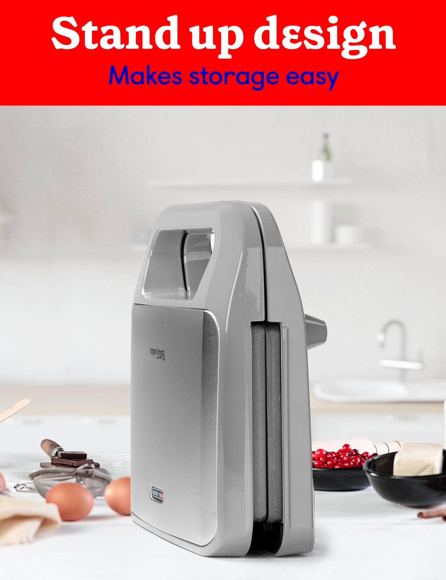 Betty Crocker 3-in-1 Indoor Grill, Sandwich/Panini Press & Waffle Maker Plus, Electric Grill Indoor with Interchangeable Non-Stick Plates, 750 Watts, BC-4965S, Silver