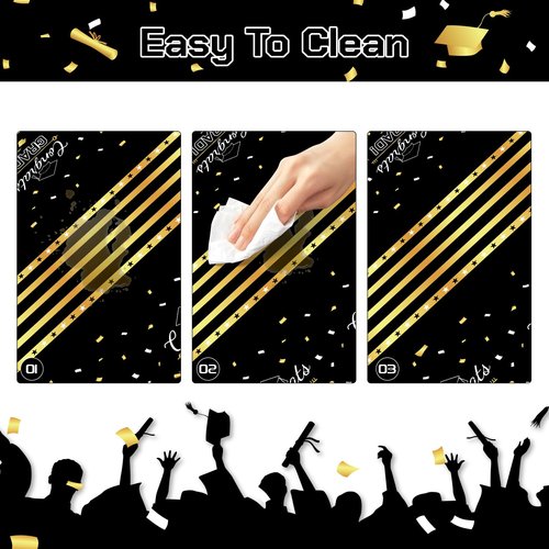 Childom 3 Pack Graduation Tablecloth,Graduation Decorations Class of 2026 Graduation Party Decorations,54"x108" Black and Gold Plastic Table Cloth Disposable Rectangle for Home,School,Party Supplies