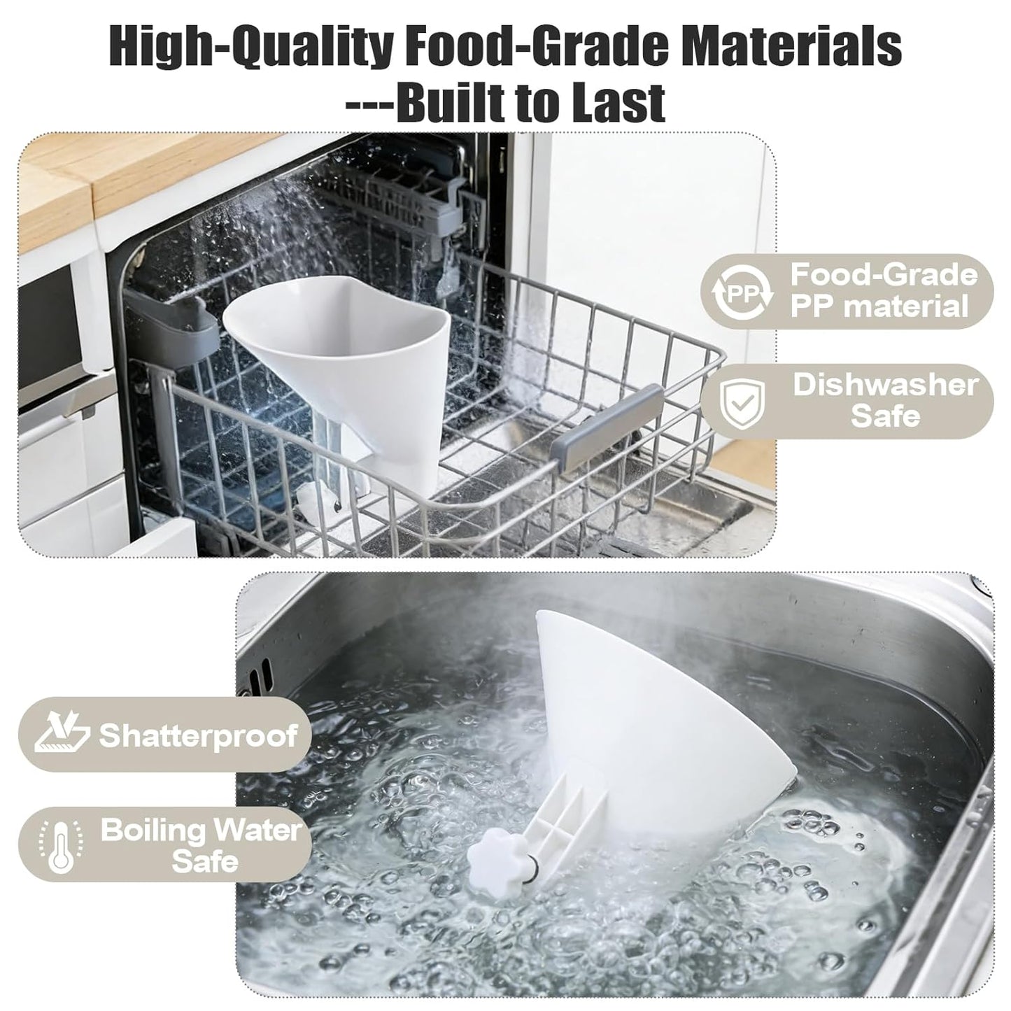 WANLISS Flour Funnel for KitchenAid Mixer - Durable Wide Mouth Pouring Chute | 3.2Qt-7Qt, Dishwasher Safe Baking Accessory