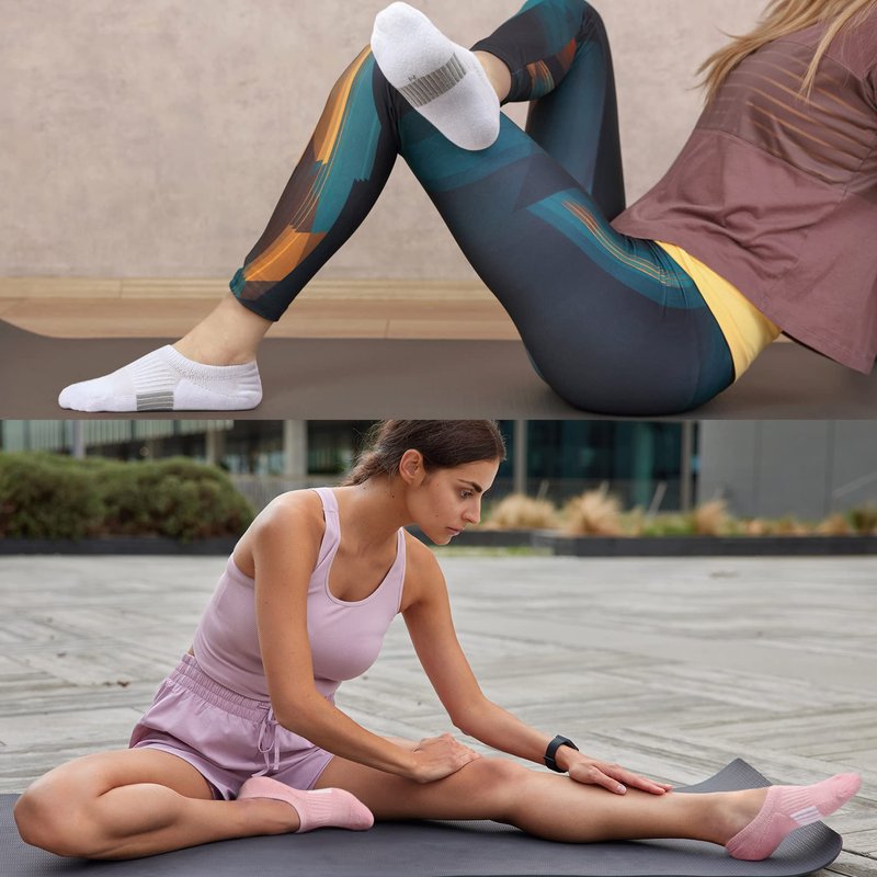 Toes Home No Show Socks Womens Cushioned Low Cut Athletic Hidden Liner Socks for Sneakers Footies Ankle Sports Invisible Running Socks 6 Pairs Size 6-9