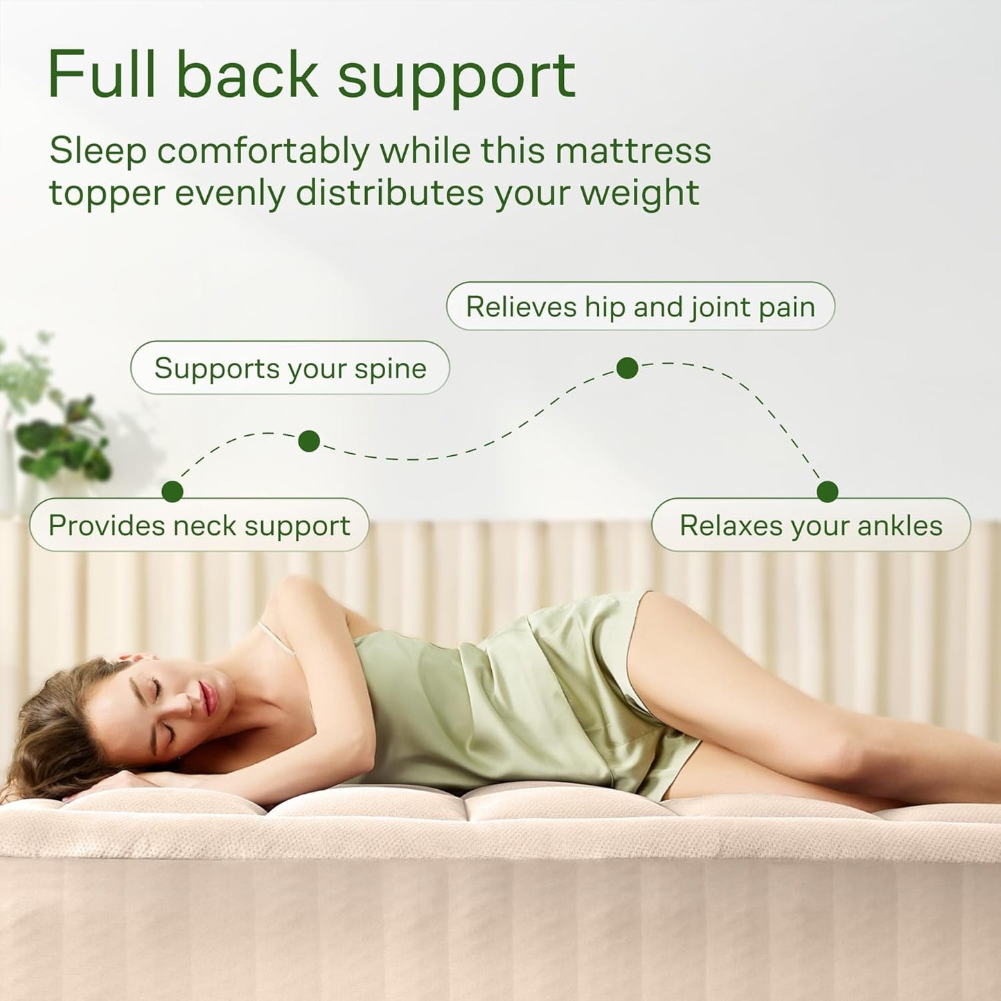 Niagara Sleep Solution Ultra Soft Full Size Mattress Topper - Bamboo Viscose Pillow Top for Back Pain Relief | Naturally Cooling, Beige
