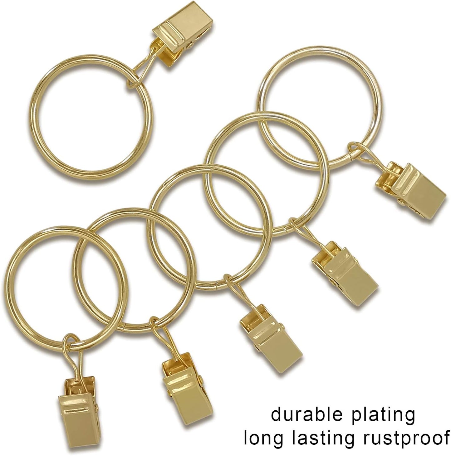 Skiennix Curtain Rings - 40 Pack Drapery Clips with 1.26" Interior Diameter - Gold Finish