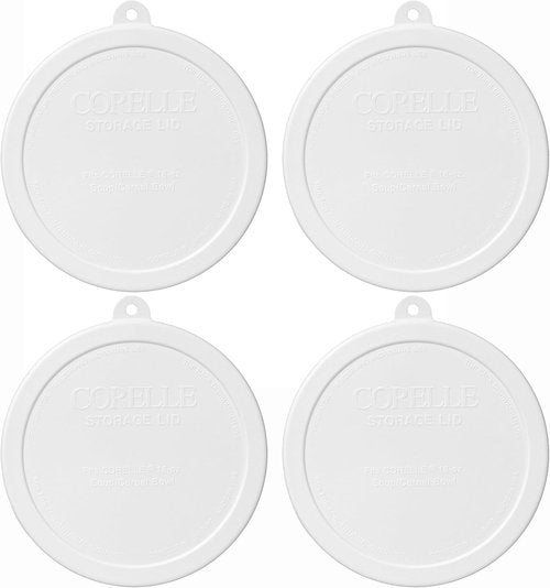 Corelle 418-PC White Cereal Bowl Set - 18oz Capacity with Lids (4-Pack)