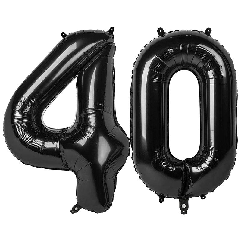 Black Number 40 Balloon 40 Inch, 40th Birthday Party Decorations for Children, Giant 40 Foil Balloon for Party Supplies