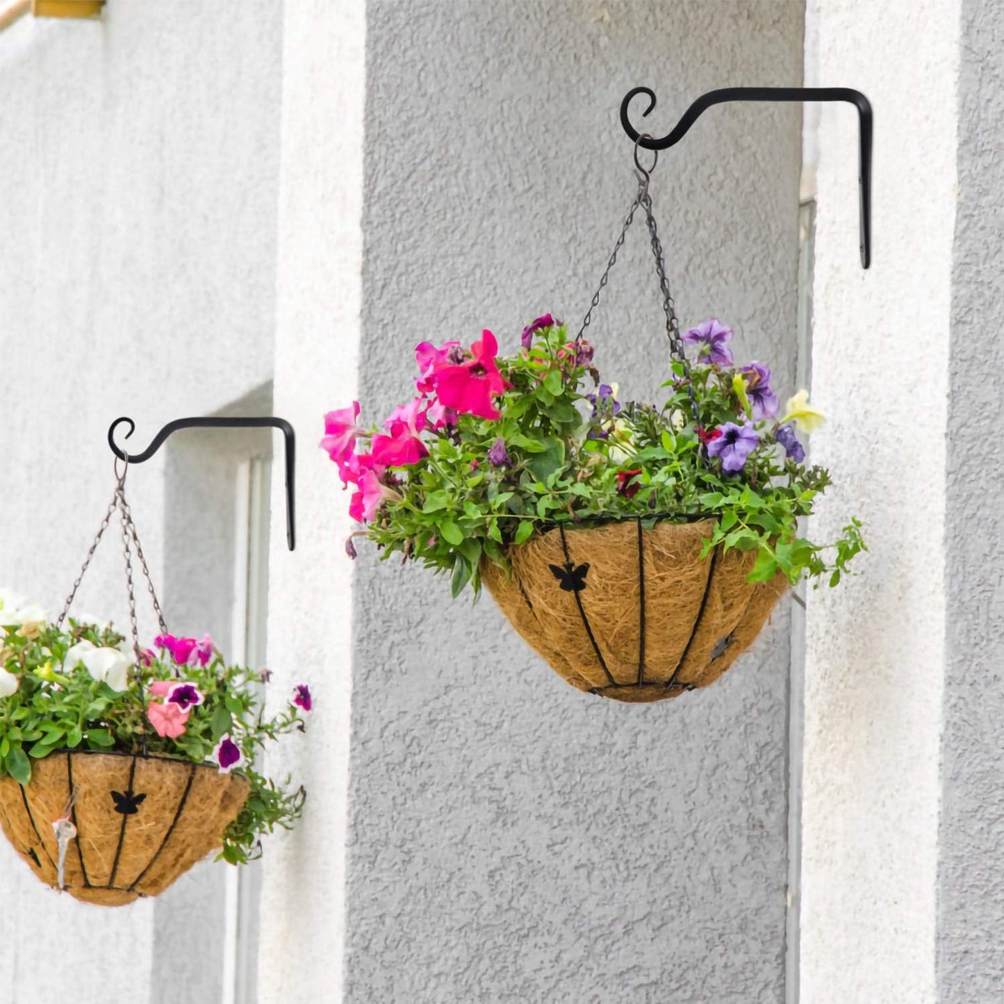 Skiennix Heavy Duty Plant Hangers - 2 Pack Black Metal Wall Hooks for Outdoor & Indoor Use