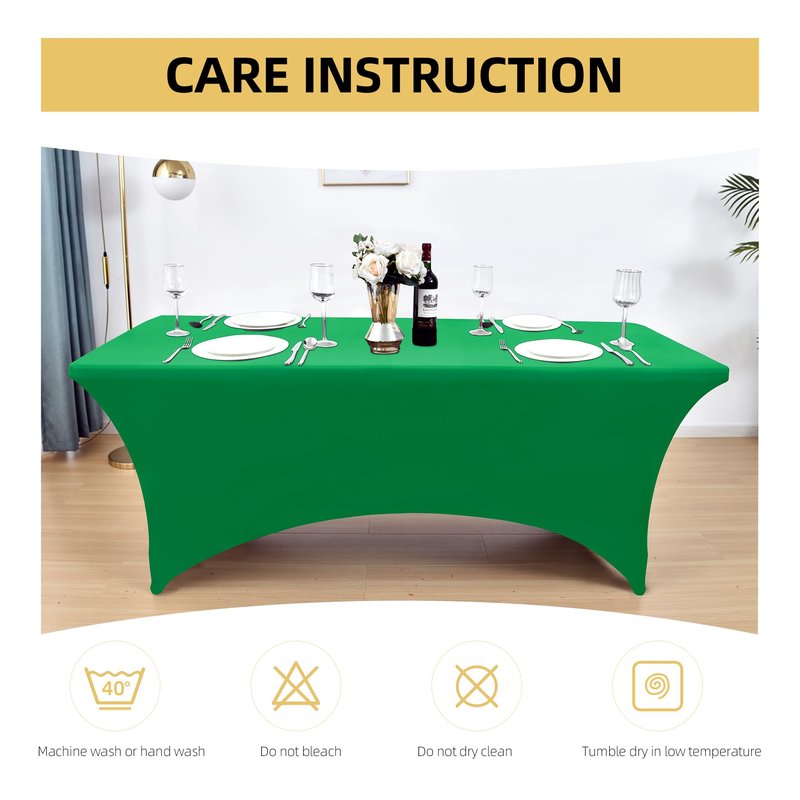 ZarzaaSik 2-Pack 6ft Spandex Table Covers for Rectangle Standard Folding Tables - Wrinkle Resistant Stretch Tablecloths - Ultimate Fitted Table Protector for Parties, Trade Shows, Banquet