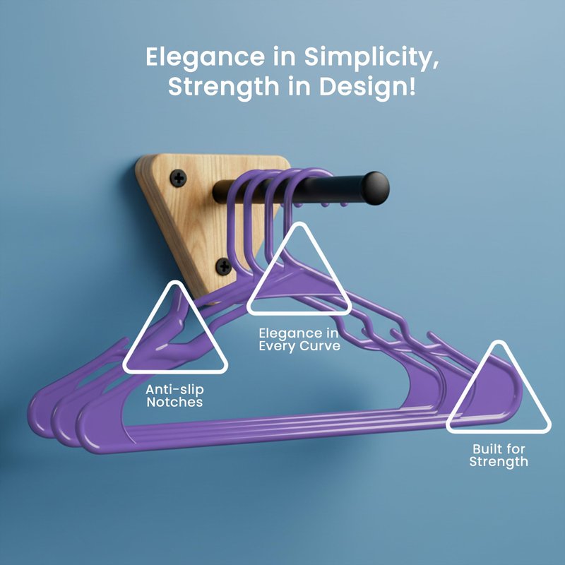 Utopia Home Plastic Hangers 30 Pack - Perfect Space Saving Clothes Hanger - Durable and Strong - Perfect Closet Organizers with Shoulder Grooves (Purple)