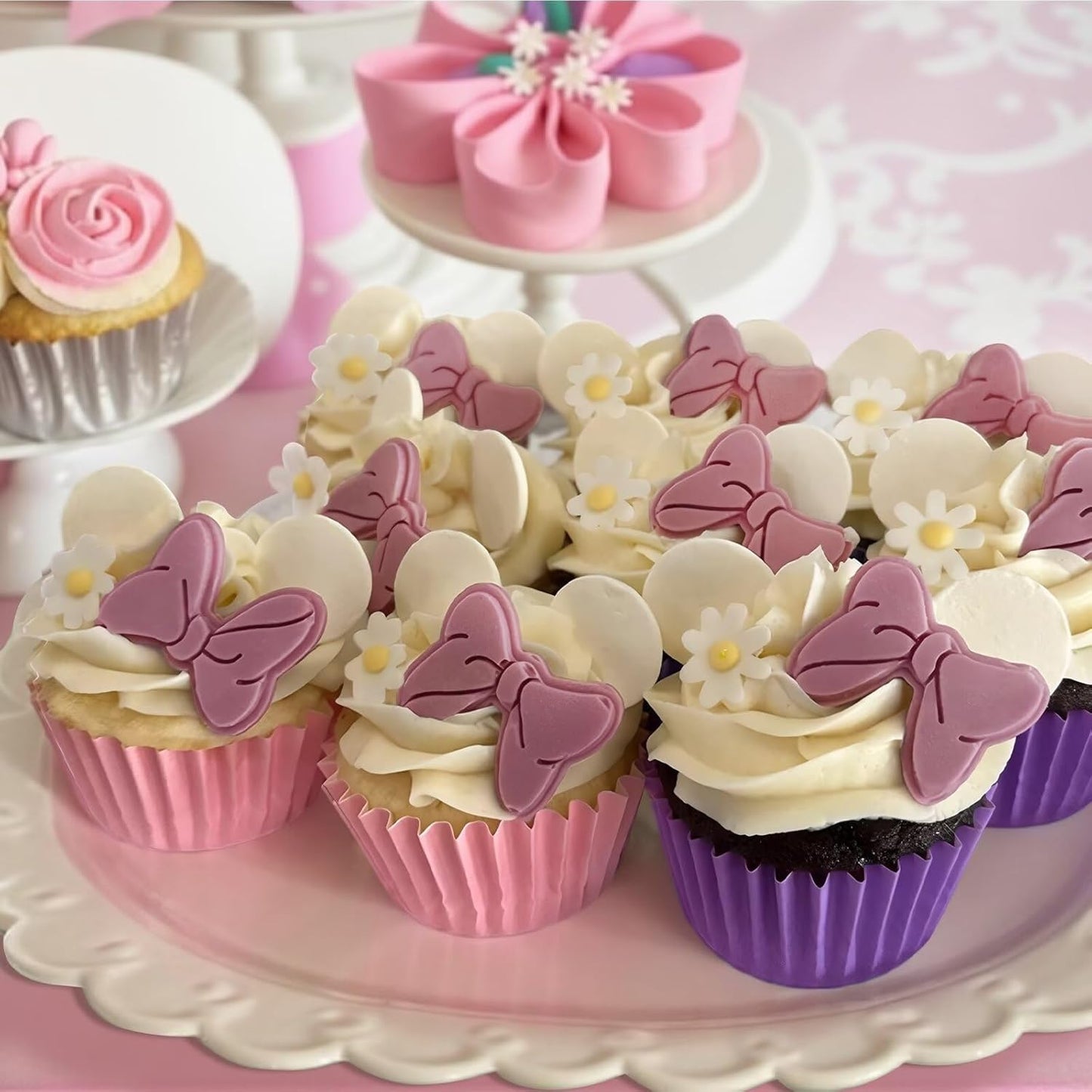 Skiennix 3-Pc Bow Silicone Mold Set - Perfect for Fondant, Chocolate, and Cake Pop Decorating