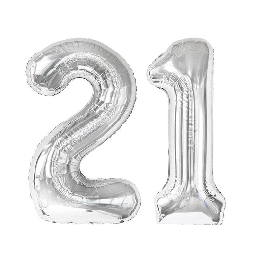 Silver Number 21 Balloon 40 inch, 21 Number Balloons, 21st Silver Birthday Decorations for Girls Boys Kids, 21 Year Old Women Men Silver Party Supplies