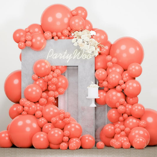 PartyWoo Coral Balloons - 140-Piece Latex Balloon Arch Kit for Weddings & Baby Showers | Various Sizes