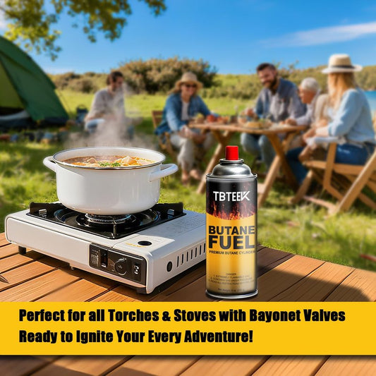 TBTeek Butane Fuel Canister, Butane Gas 8 oz, 3-Pack Premium Pure Refined Butane Gas Refill for Kitchen Torch Head, Camping Stove, Outdoor Cooking, Grilling & Emergency Use