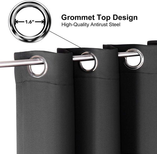 ChrisDowa Blackout Curtains - 90-Inch Thermal Insulated Grommet Panels Set | Dark Grey, 2 Panels for Living Room & Bedroom