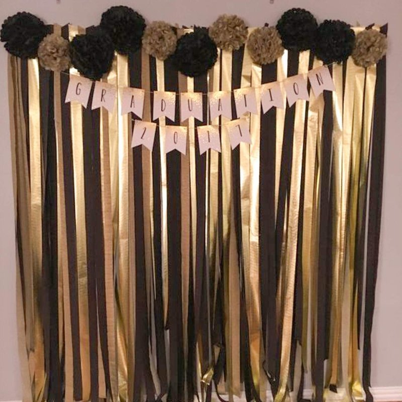 PartyWoo Crepe Paper Streamers 6 Rolls 492ft, Pack of Gold, Silver and Black Party Streamers for Party, Birthday and Wedding Decorations (1.8 Inch x 82 Ft/Roll)