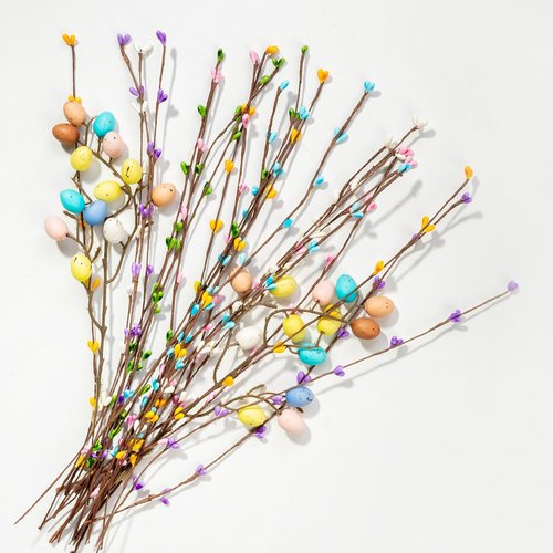 Easter Egg Branches Berries Artificial Spray Vine Centerpiece Decorations Pastel Eggs Spring Floral Stems Speckled Twig Branches Floral Arrangement Wreath Easter Picks Flower Arrangements