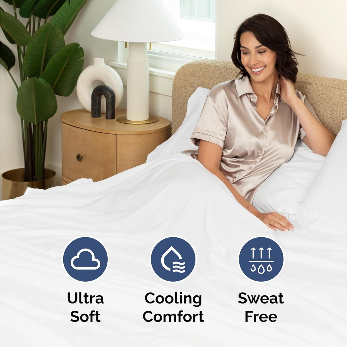King Size 4 Piece Sheet Set - Ultra-Soft Cooling Bed Sheets | Hotel Luxury Bedding - Deep Pockets, Oeko-Tex Certified, White