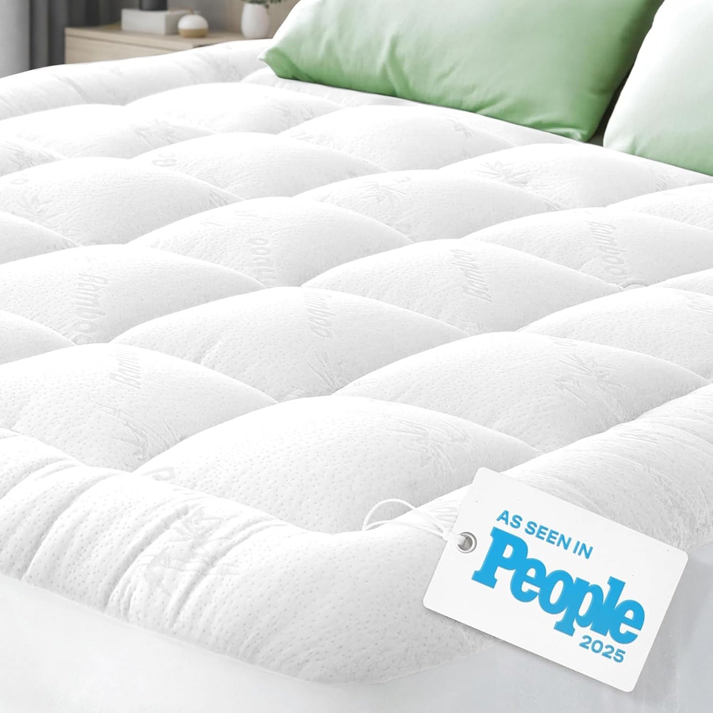 Niagara Sleep Solution Ultra Soft Queen Mattress Topper - Bamboo Viscose Pillow Top for Back Pain Relief | Naturally Cooling, White