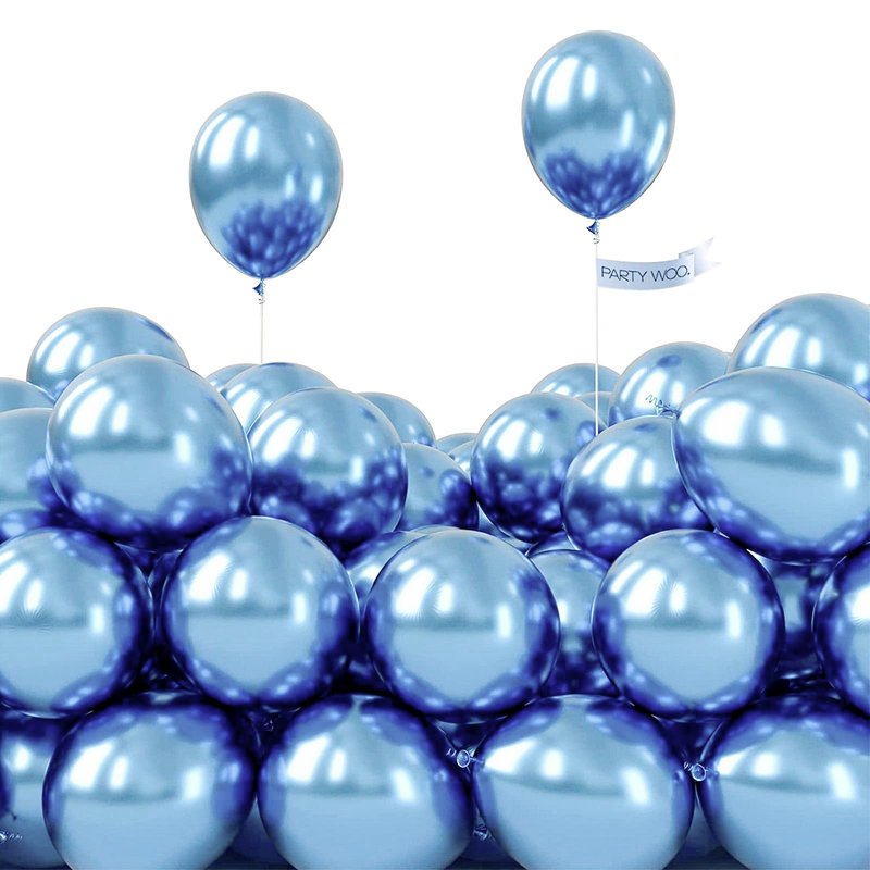 PartyWoo Metallic Light Blue Balloons 50 pcs 5 inch Metallic Baby Blue Small Mini Balloons for Graduation Wedding Baby Shower Gender Reveal Anniversary Birthday Party Decorations Blue-G119