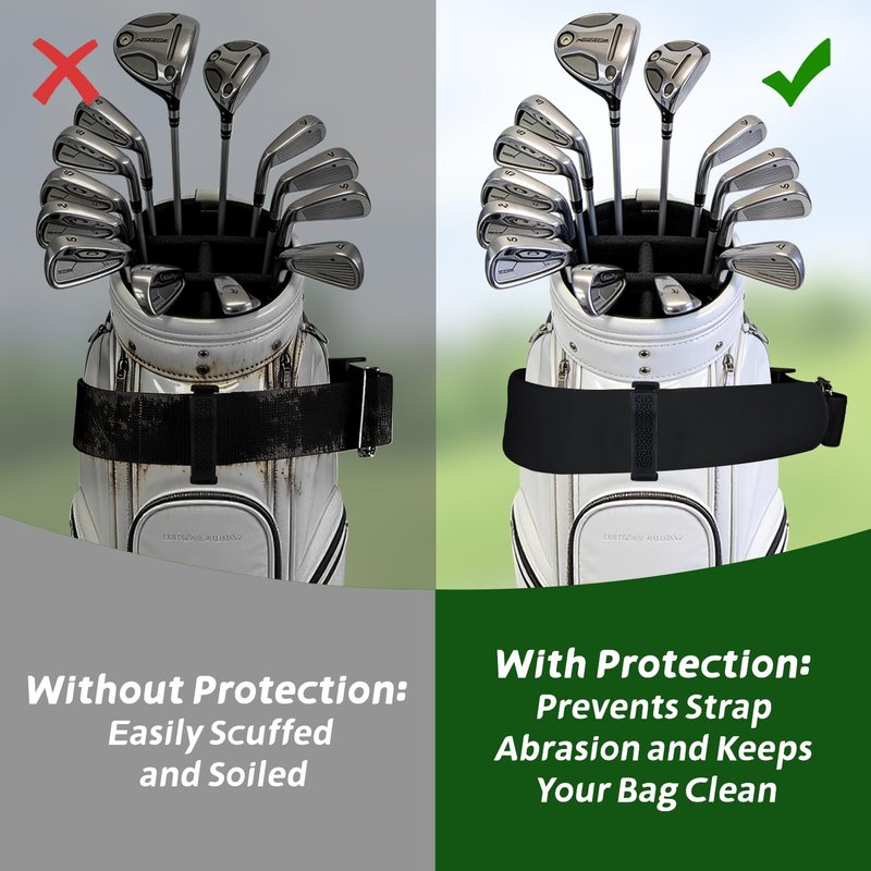 Urgown Golf Cart Strap Sleeve, Protect Your Golf Bag from Wear and Dirt - Premium Material, Simple Design, Easy to Install, Universal Fit, Black, 2pcs