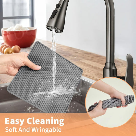 WYCWYQDR Silicone Trivet Mats, 4 Pack Trivets for Hot Dishes and Pans, Heat Resistant Non-Slip Trivet for Kitchen Countertop, Easy to Clean(Gray)