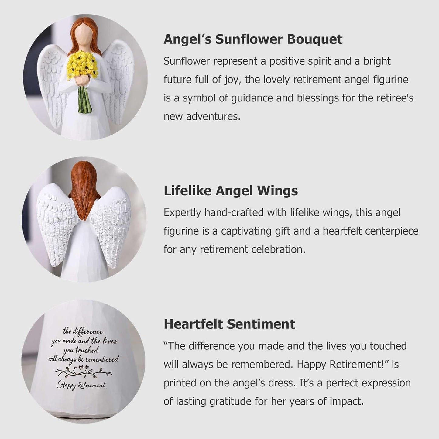 Skiennix Angel Figurine - 5.6'' Retirement Gift for Women | Guardian Angel Holding Sunflowers